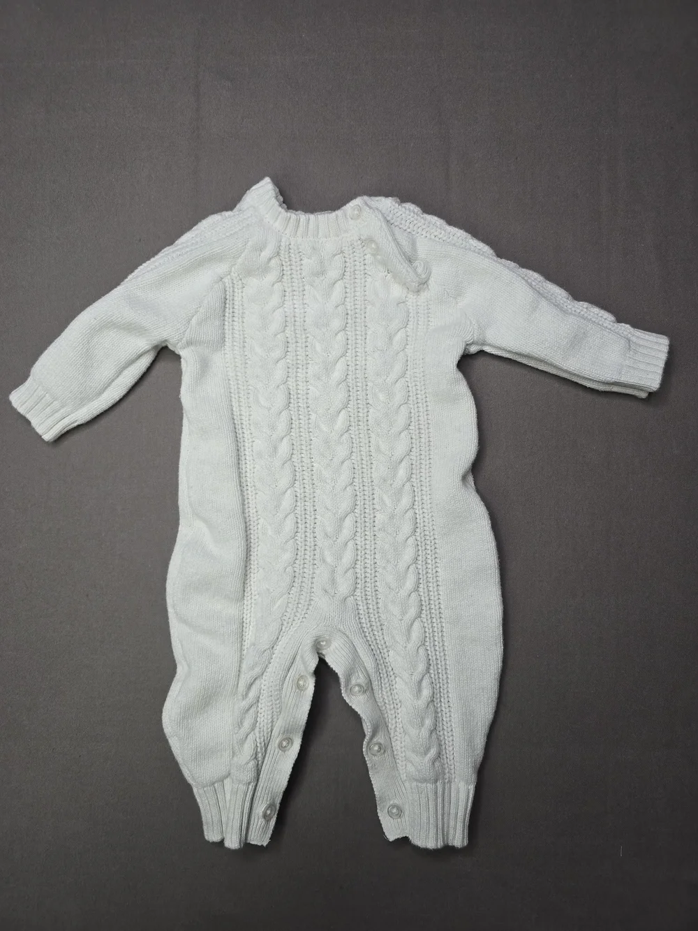 Ciraf Baby Cable Knit Romper White 100% Cotton Size 62 (2-4M) One Piece